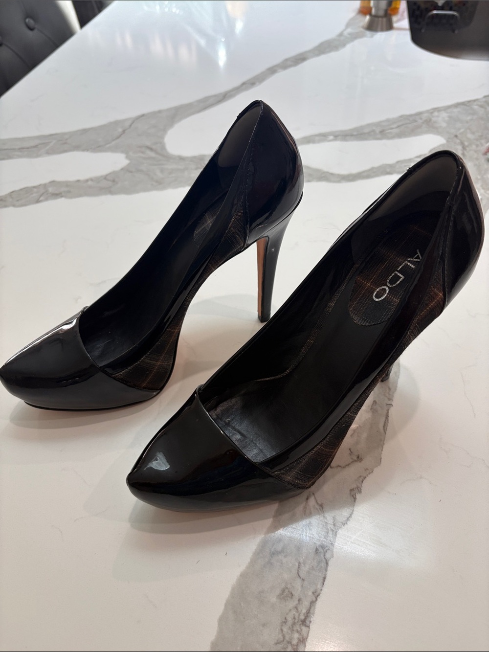 Aldo Black Patent Pointed Toe Stiletto Pumps